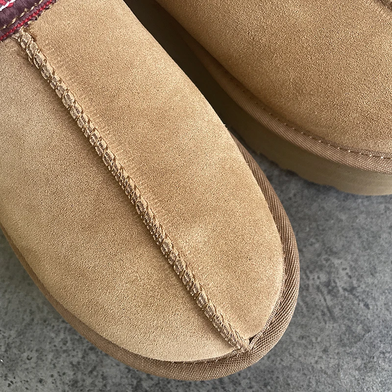 Aobreugg 2023 new snow boots for women winter with fleece thickening ethnic wind thick sole 4 cm platform Tasman natural fur woo