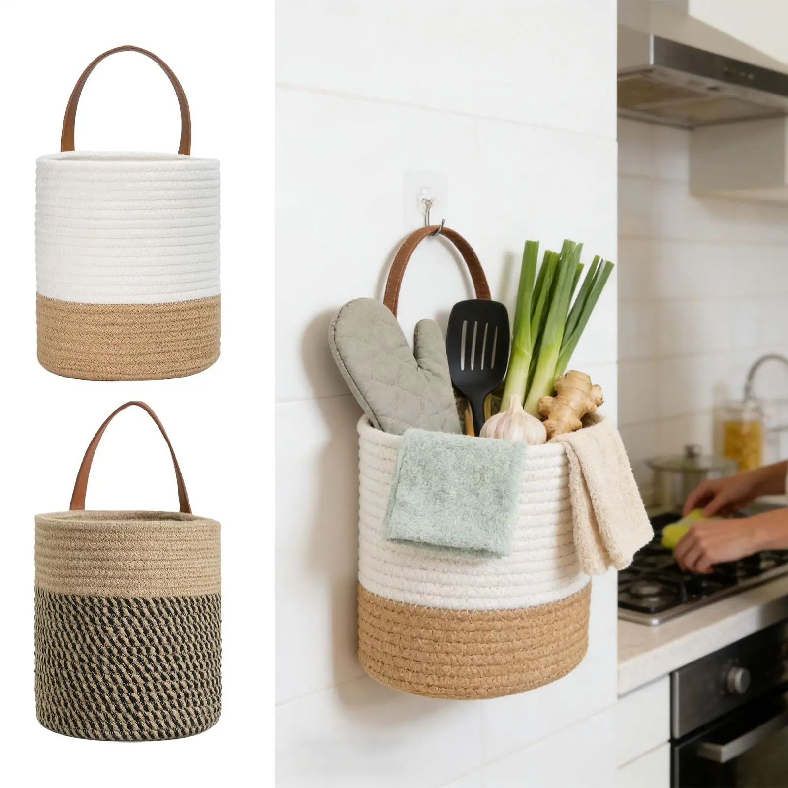 

Rope Woven Baskets for Organizing Woven Rope Storage Basket Multifunctional Toy Basket for Desktop Nursery Office Bathroom Books