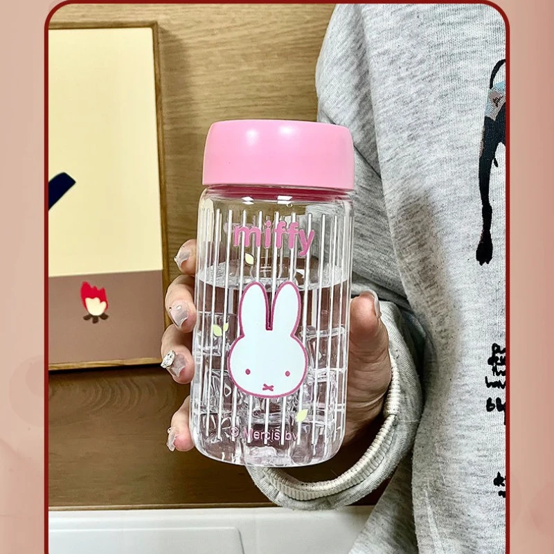 

New Kawaii Miffy 420ml Plastic Direct Drinking Cup Portable and Cute Cartoon Rabbit Head Printed Transparent Cup Children's Gift