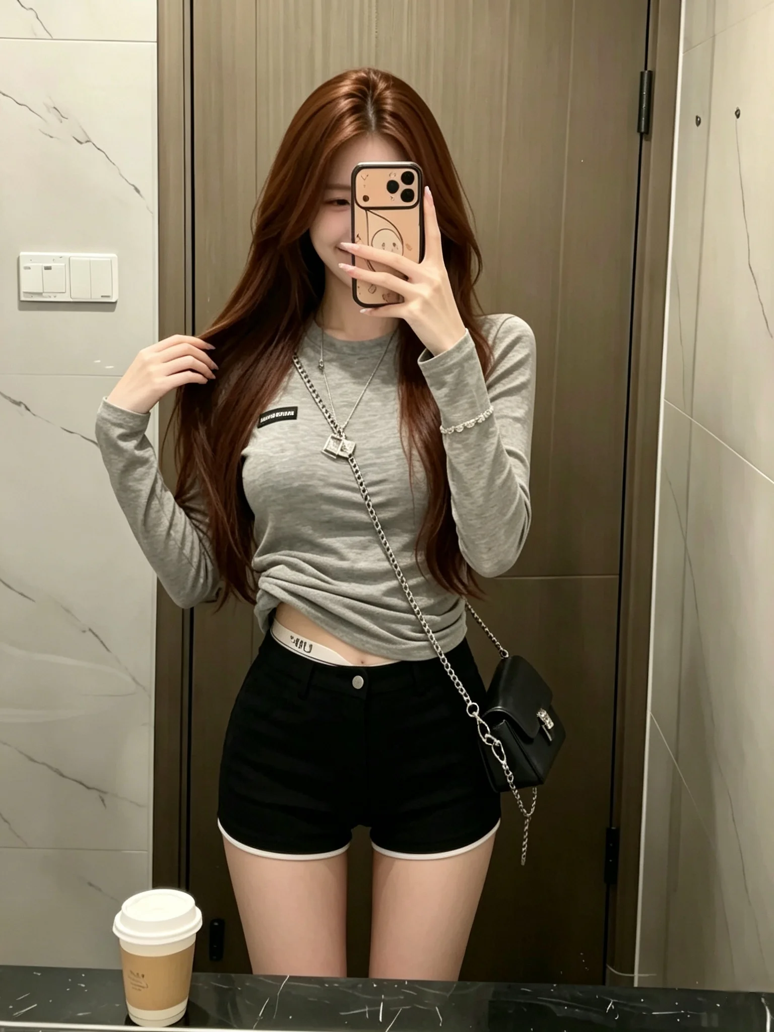 Retro Simple round Neck Long Sleeve T-Shirt Women's Loose Versatile Slimming Design Casual Style Upper Body Korean Style Comm...