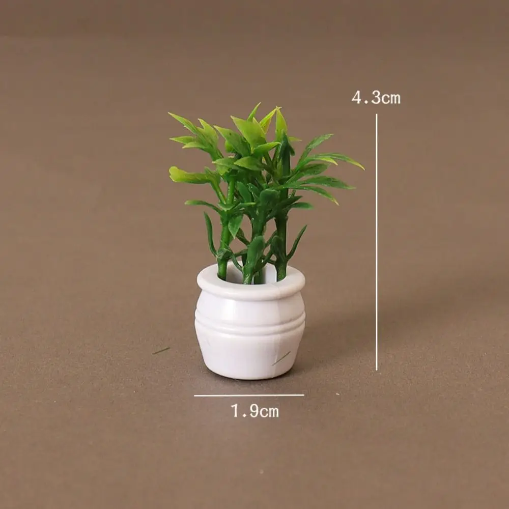 1:12 Dollhouse Miniature Mini Plastic Simulation Vase Green Plant Finished Flower Outdoor Doll House Model Accessories
