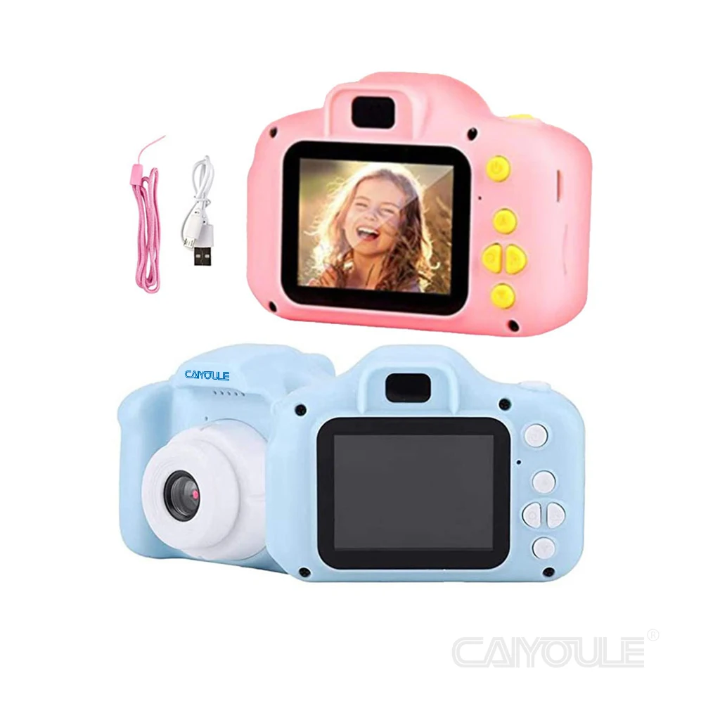 CAIUL Mini การ์ตูนกล้อง2นิ้วหน้าจอ HD การศึกษาของเล่นเด็กแบบพกพากล้องดิจิตอล SLR กล้องกล้องสำหรับเด็ก