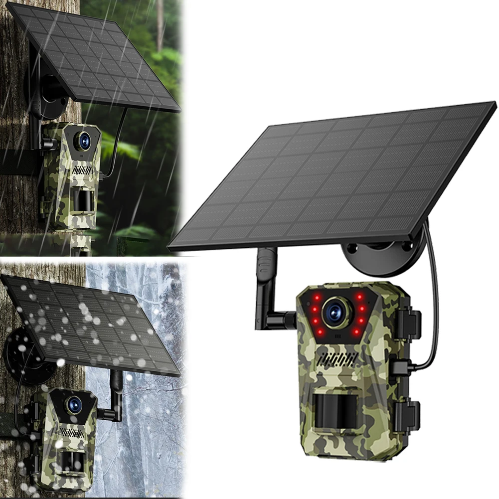 

4G Solar Powered Trail Camera Waterproof Infrared Outdoor Trail Camera Night Vision Camera Device for Outdoor Monitoring