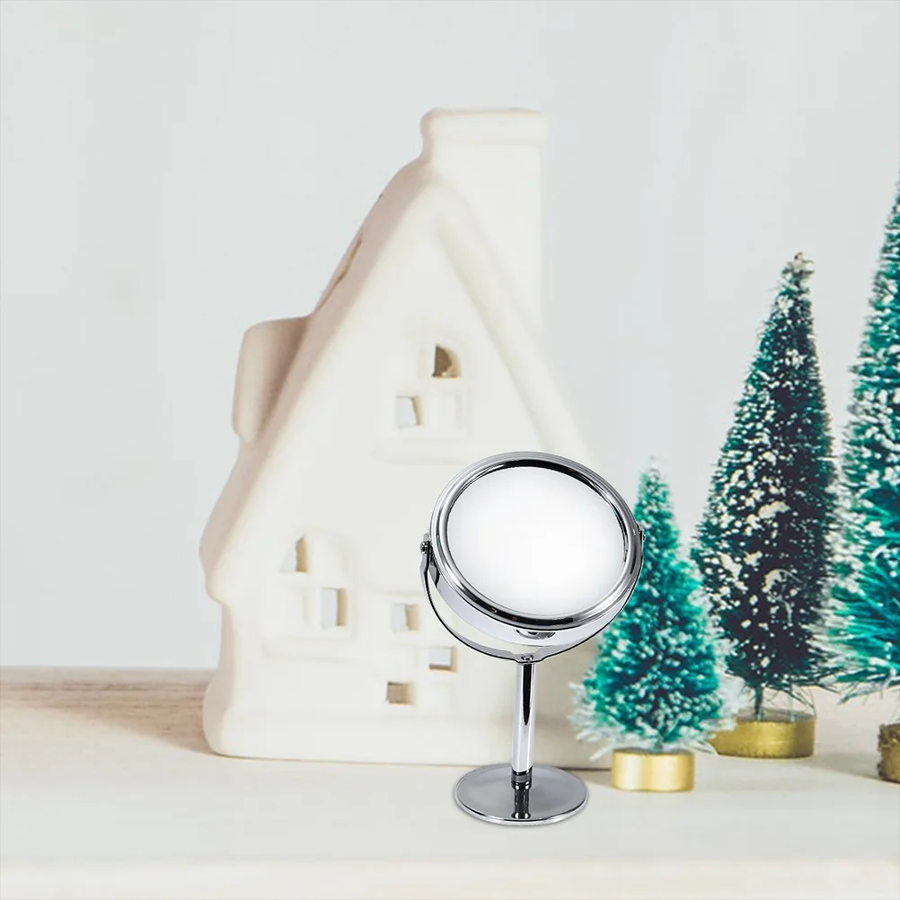 مرآة مكياج ذات قاعدة دوارة مزدوجة الجوانب، زجاج مستدير شفاف، نمط محمول مدمج، مثالي لتطبيق النساء #5