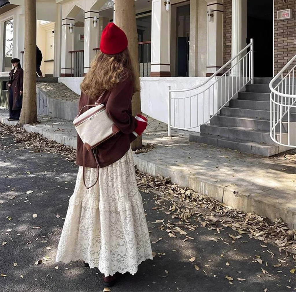 أزياء جديدة لفستان نسائي من الدانتيل، فستان نسائي طويل عالي الخصر وأنيق وعصري وحلو، نصف تنورة أنيقة فرنسية