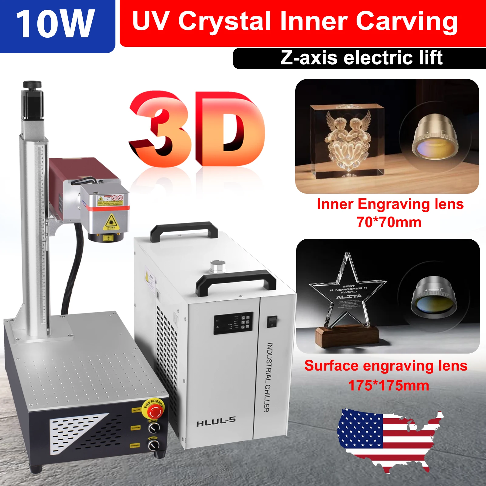 

CRS 3D Crystal UV Внутренний лазерный маркировочный станок 3D-стекло Внутренняя гравировка для металла Пластика Дерева Водяное охлаждение 10 Вт 5 Вт УФ-лазер