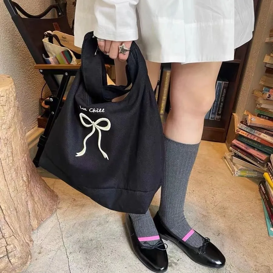 

Black Canvas Large Capacity Handbag Shopping Bag Women's Shoulder Bag Tote Bag