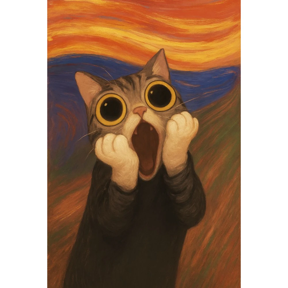 

500/1000/1200/2000 PCS Jigsaw Puzzles Screaming Big-Eyed Cat Animal Family Activity Games for Gameroom Bedroom Home Decor Gift