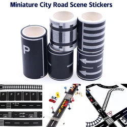 1Roll 5M 1:12 Dollhouse Road Traffic Railway Track Scene Tape Sticker Miniature Parking Scene Curve Sticker Model Decor Toy