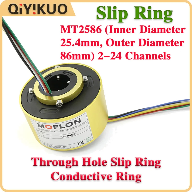 Through Hole Slip Ring MT2586 360° Rotation Conductive Japan NSK Bearing Inner 25.4 2 4 6 8 12 to 24 Sets