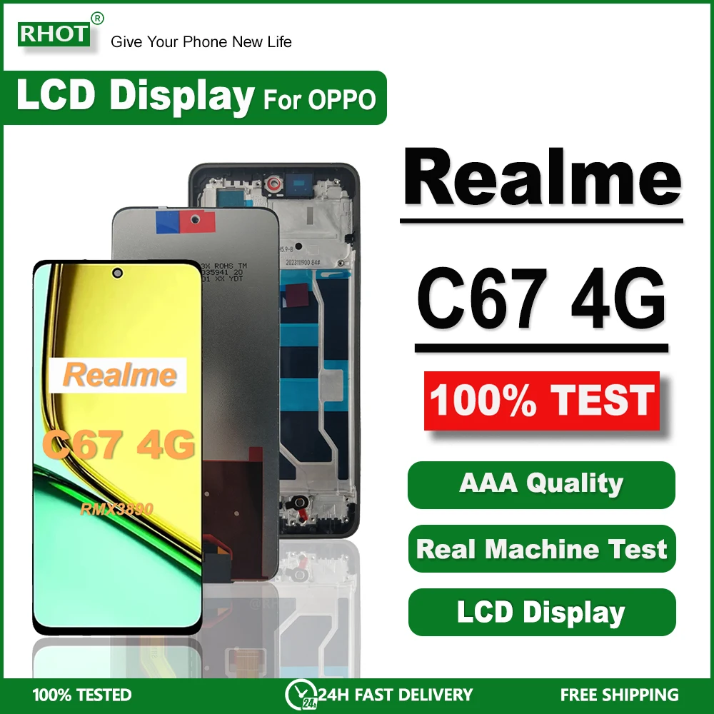 

For OPPO Realme C67 4G LCD Display Screen Touch Digitizer Assembly Repair Parts For Realme C67 Sreen Display RMX3890 Replacement