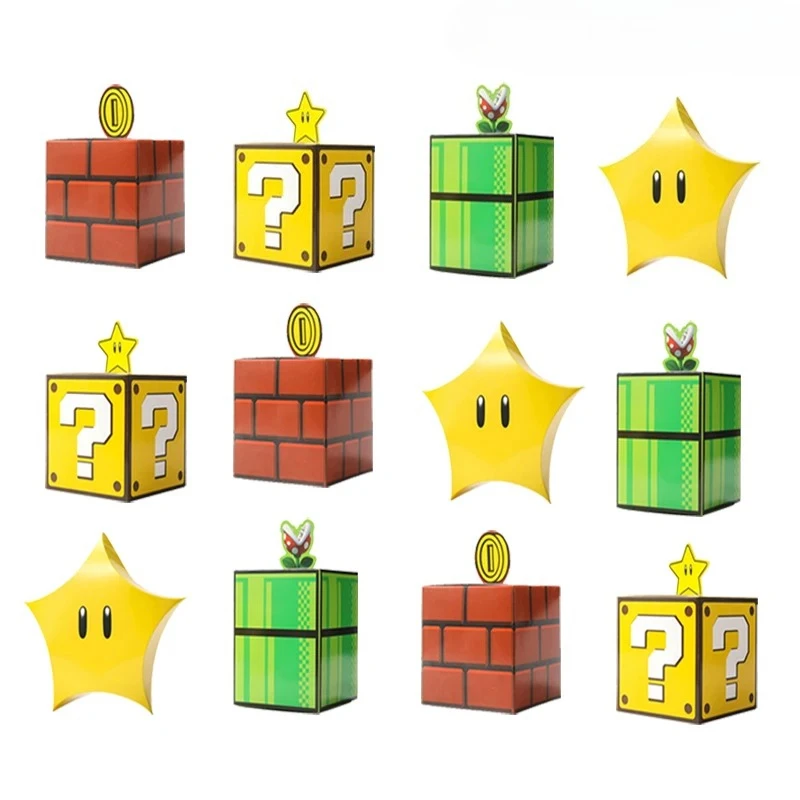 10pcs Question Mark Blocks Game Peripherals Candy Box Party Supplies Lucky Star Anime Figure Ornaments Birthday Gifts DIY Toys