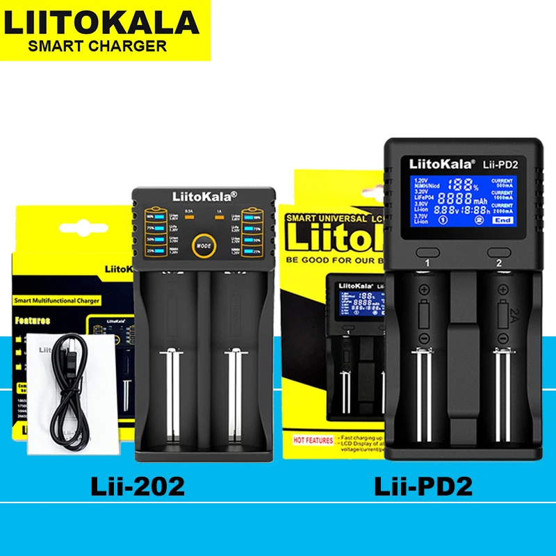 Liitokala Lii-202 S1 PD2 M4 Battery Charger, Charging 18650 1.2V 3.7V 3.2V AA / AAA 26650 10440 16340 25500 NiMH Lithium Battery