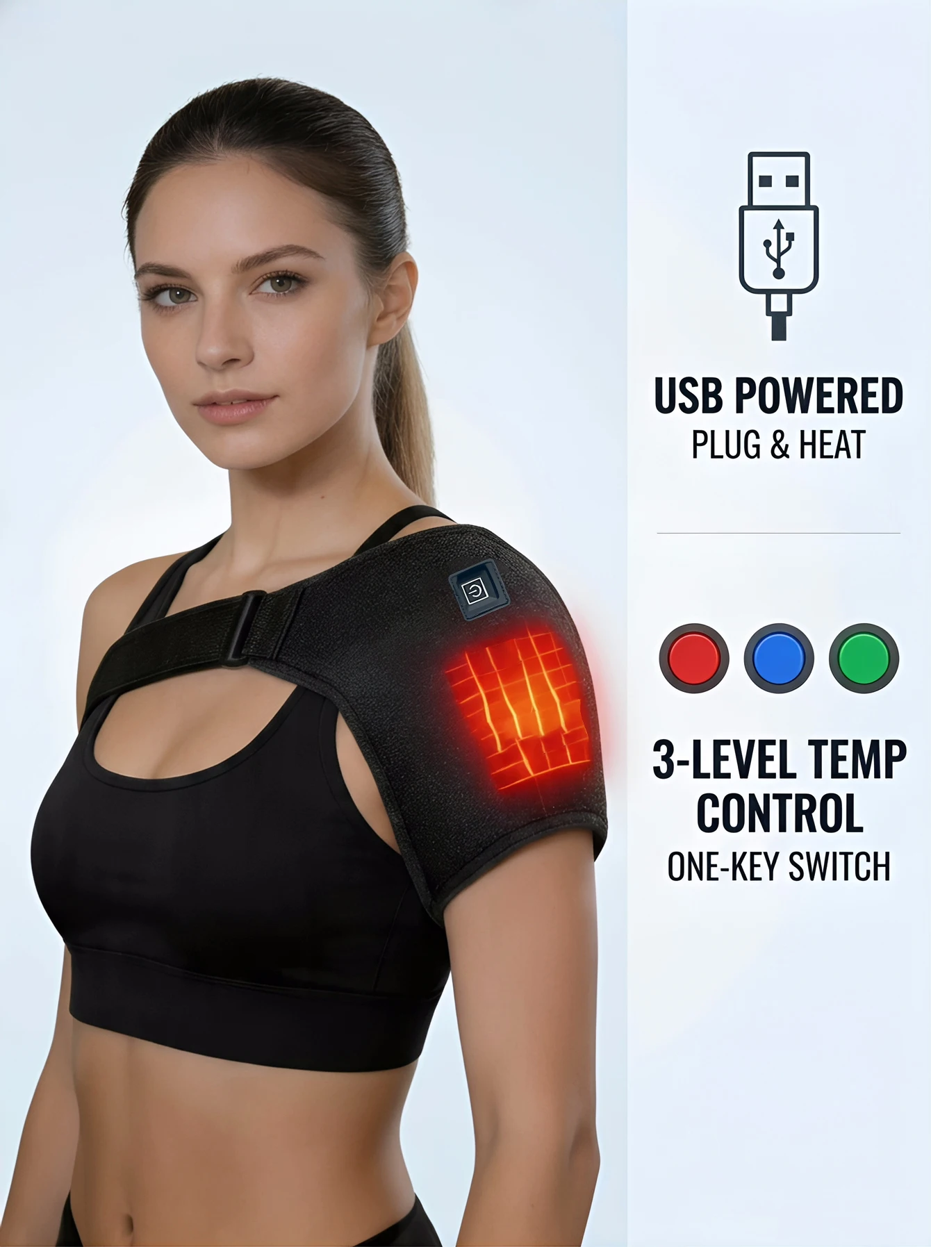 

2026 New protection Shoulder Pad 3 Gear Heated Massage Shoulder Support Massage Belt Gifts Health Care Keep Warm Plug-in powered