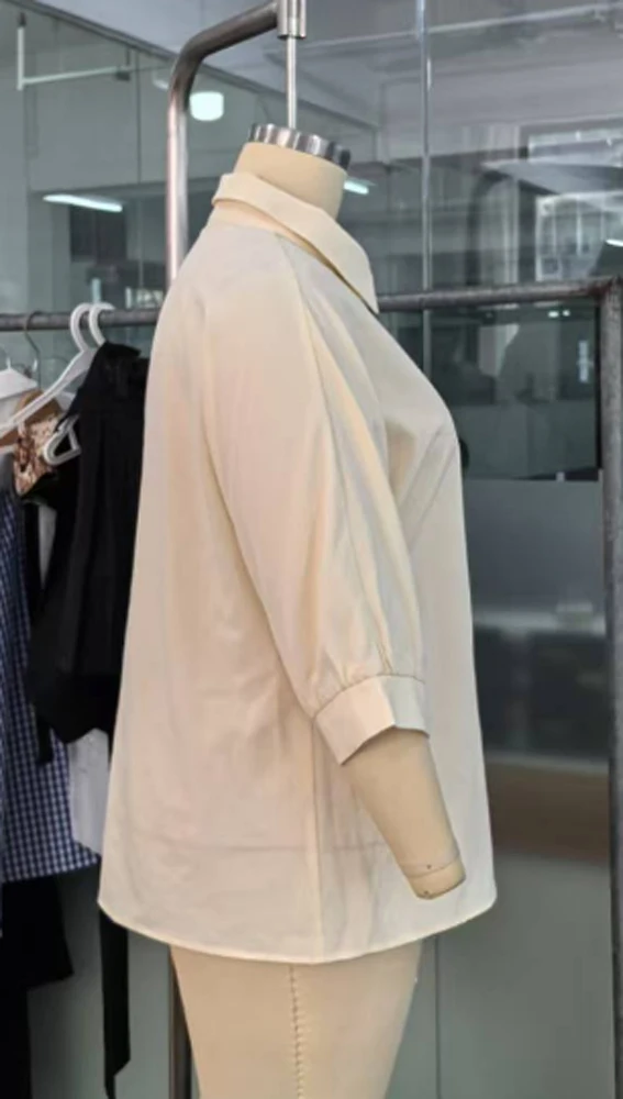 Plus-Size Damen Sommer Lässiges Einfarbiges Modisches Poloshirt, Damen Kurzarm-Oberteil, Lässige Jacke – Detail 7