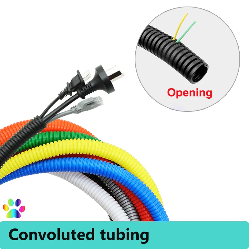 1/5/10M Wire Conduit Cable Wrap Harness Wire Threading Plastic Wire Protection Sleeve Flexible Split Loom Tubing Corrugated Pipe