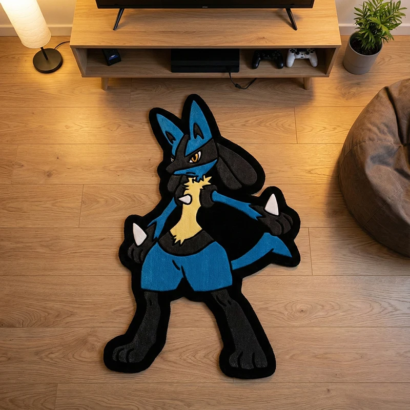 포켓몬 이브이/루카리오/피카츄 불규칙 디자인 카펫 애니메이션 영감 매트 부드러운 플란넬 홈 데코 침실/거실에 이상적