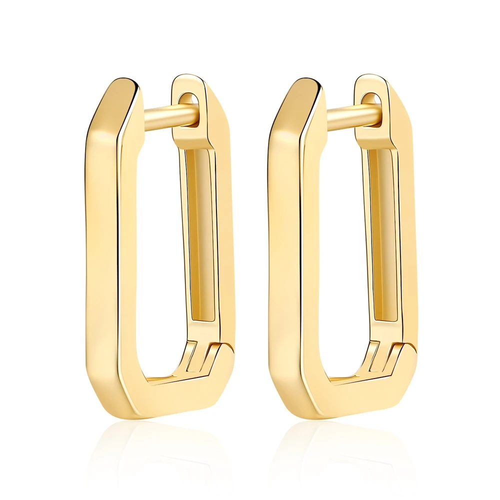 S925 Sterling Silver18K Gold Plating Earrings Fashion Plain Circle Square Earrings for Woman Birthday Party Jewelry Gift