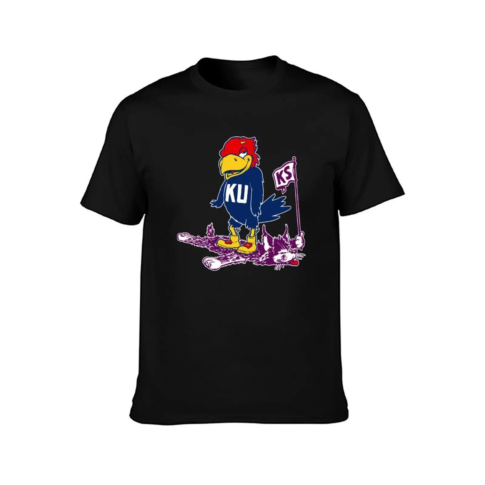 Vintage KU vs. K-State Mascot T-Shirt, Summer Casual Cotton Tee, Oversized Streetwear Tops, Vintage Graphic Print, 100% Cotton