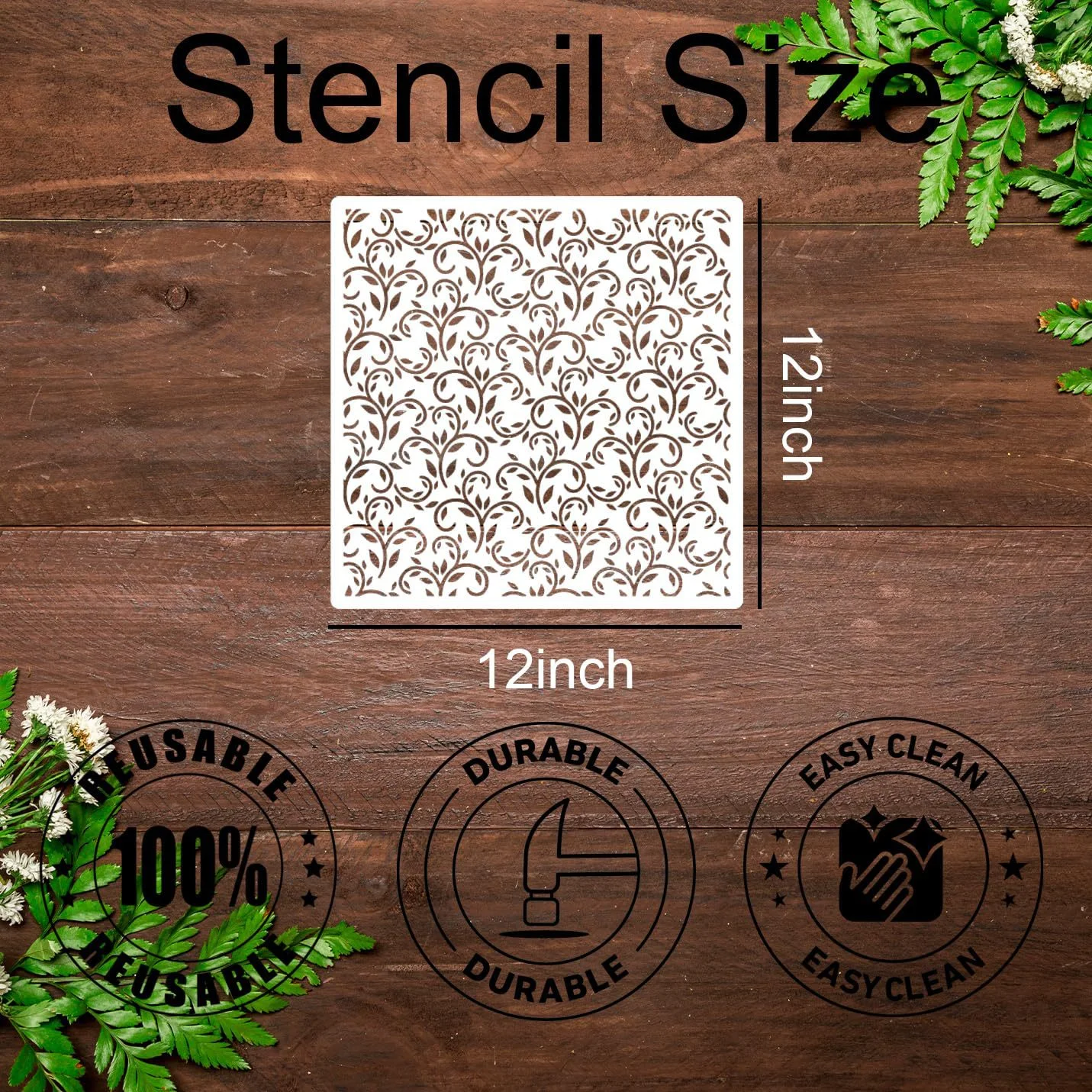 9PCS Damask Stencil Set for Wall Furniture Painting, Vintage Floral Pattern Painting Templates for DIY Home Decor Crafts