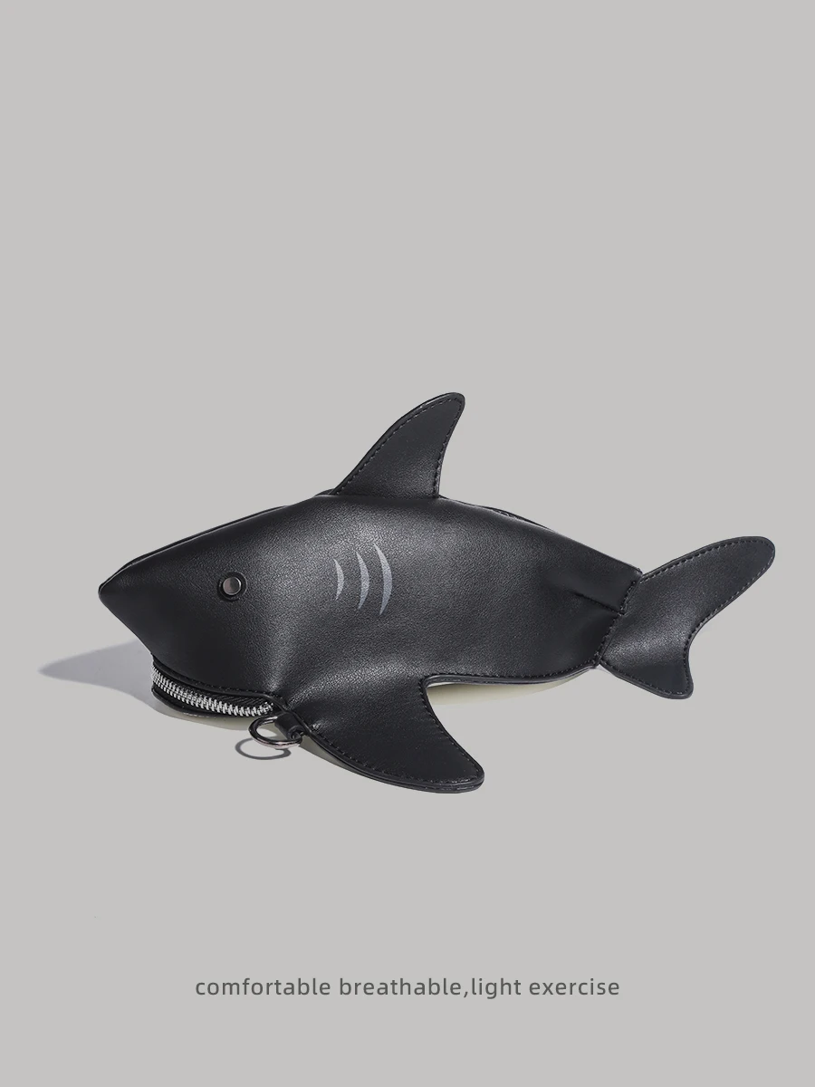 

Funny Shark Shaped Women Shoulder Messenger Bag Cartoon Chain Headphone Hand Bags PU leather Phone Bag Crossobdy Bags Bolsas