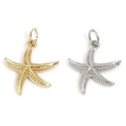 2 PCs Copper Ocean Jewelry Charms Gold Plated Star Fish Charms Pendants for DIY Necklace Earrings Jewelry Making 21mm x 15mm