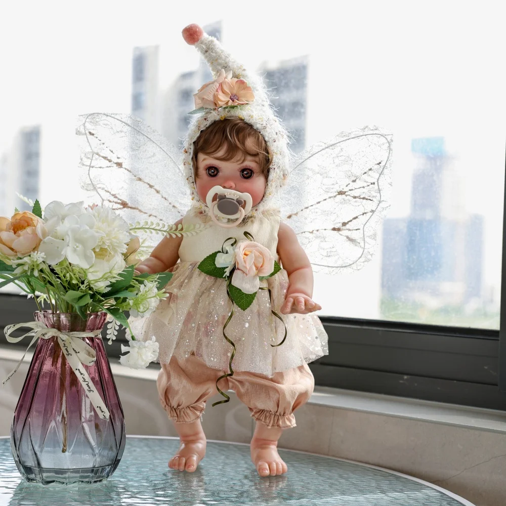 Cloveray 18 นิ้วตุ๊กตาไวนิลที่สมจริง Elf ตุ๊กตาเด็กทารก Reborn Handmade คุณภาพสูงจําลองของเล่นปีก Fairy ตุ๊กตาเด็กของขวัญ