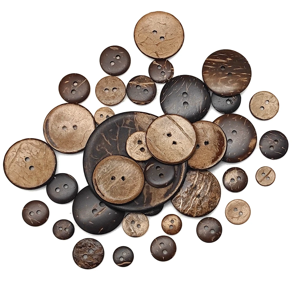 10-50mm 2 Holes Natural Eco-friendly Coconut Shell Wood Button For Clothing DIY Children Scrapbook Decorative Sewing Accessories