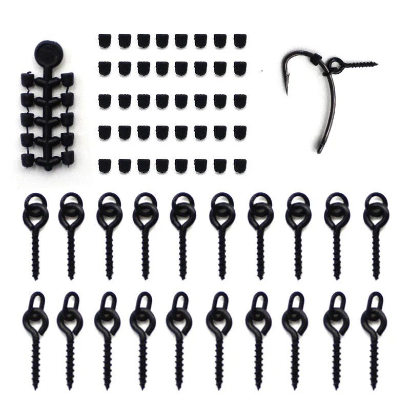 

70pcs Carp Fishing Accessories Fishing Hook Bait Screw Stopper Rubber Bead For Ronnie Spinner Rig Boilies Stopping Fish Tackle