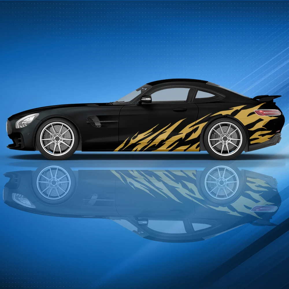 Flame Universal Custom Paint Car decal side graphic vinyl modified racing car print decoration ita irregular stripes car sticker