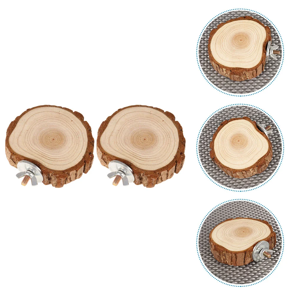 

2 Pcs Parrot Log Pier Toy Bird Habitat Platform Chinchilla Cage Accessories Pet Toys Hamster Standing Metal Perch Travel