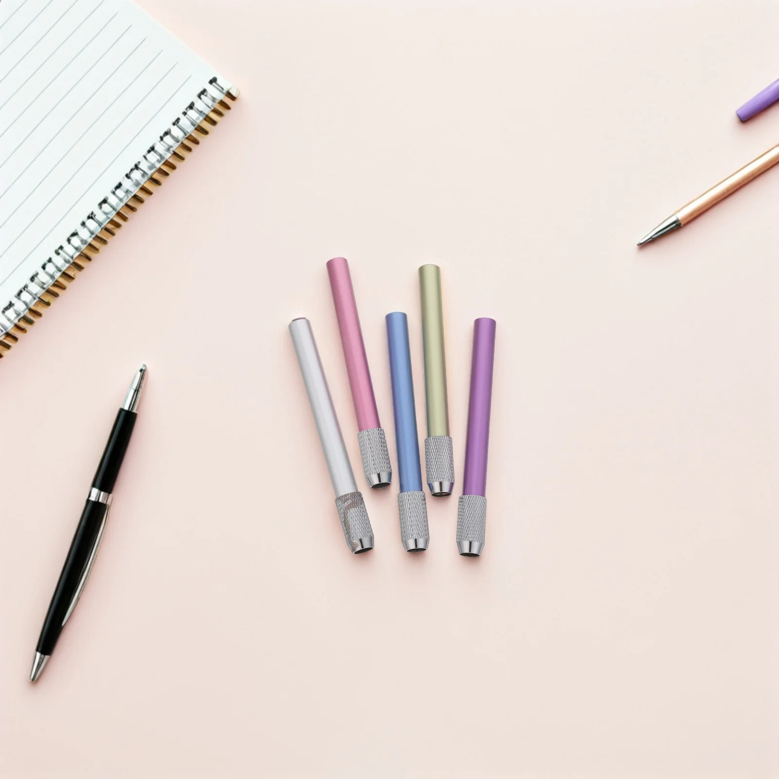 

5pcs Pencil Extender Holder Metal Art Pen Pencil Extension Tool For Colored Drawing Writing School Supplies Students Artists