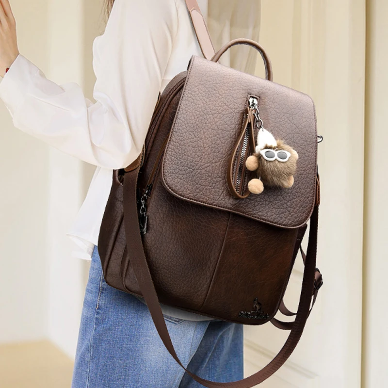 2026 Women Leather Backpacks High Quality Female Vintage Backpacks For Girls New High Capacity Travel Backpack Ladies Sac A Dos