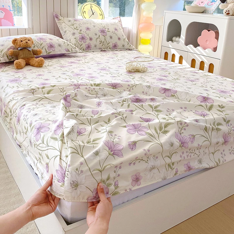 

100%Cotton Bed Sheets Pastoral Style Fitted Bed Sheet on Elastic sabana para cama Single/Queen/King Size Soft Bedsheet 침대패드