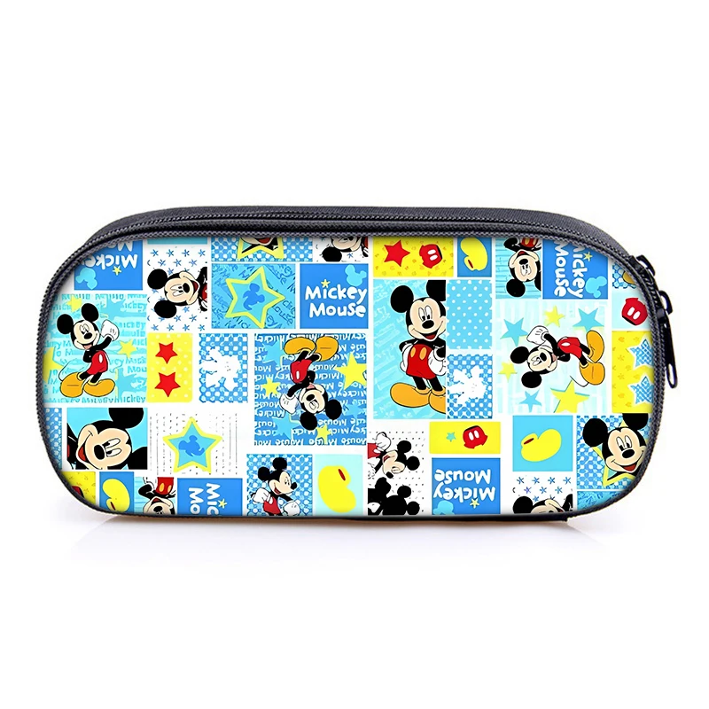 Disney Mickey Mouse Print Pencil Cases Anime Minnie Pen Bags Creative Pencil Bag Kids School Supplies Boys Girls Birthday Gift