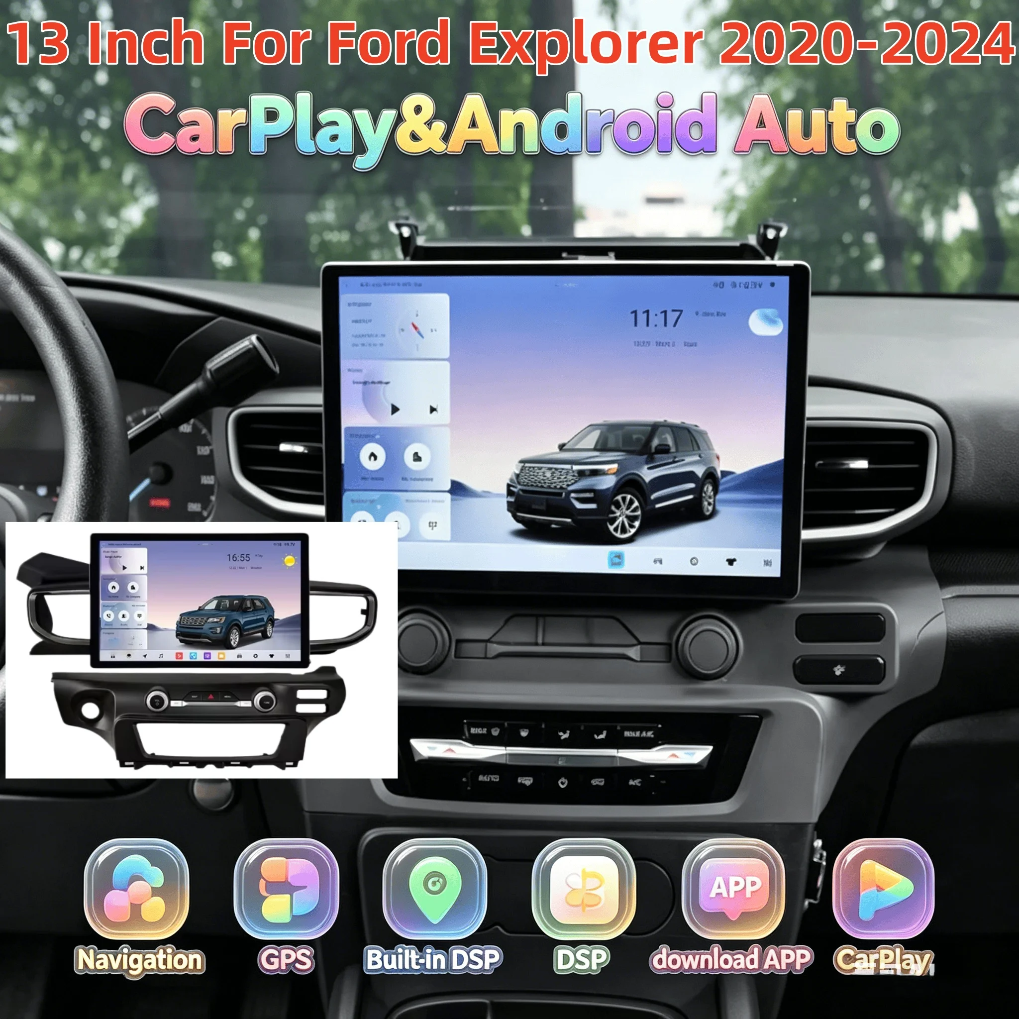 

Multimedia Video Stereo For Ford Explorer 2020-2024 CarPlay Android Player GPS Navigation WIFI 4G Head unit Touch Screen DSP