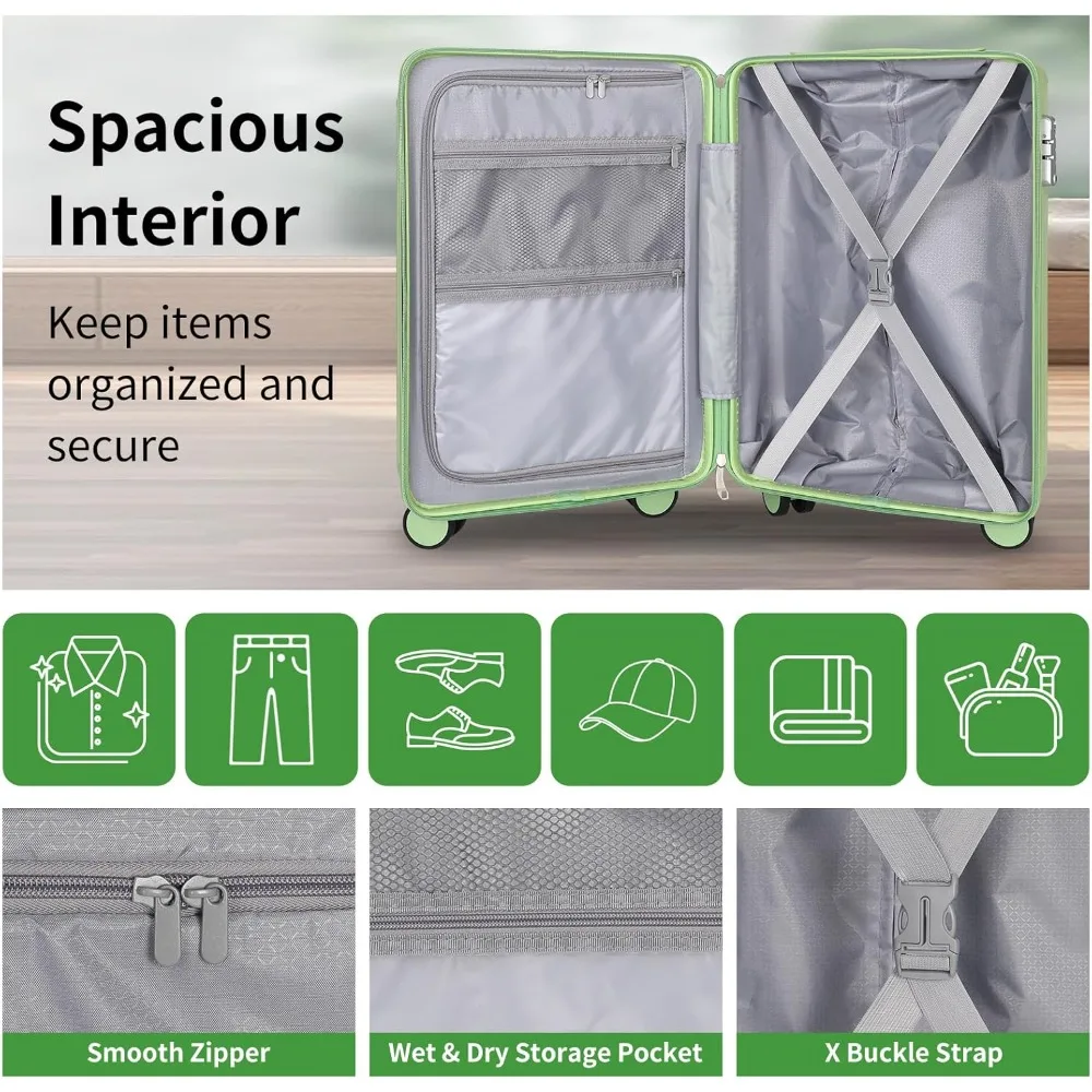 Equipaje de mano estilo vintage aprobado por aerolínea 22x14x9 con juegos de mochila, maleta retro pequeña de 20 pulgadas con carcasa dura ABS + PC con P