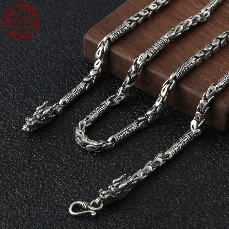 Great Sale S925 Overbearing Dragon Head Necklace for Men and women Retro style Fashion 6mm personality trend fashion jewelry gif