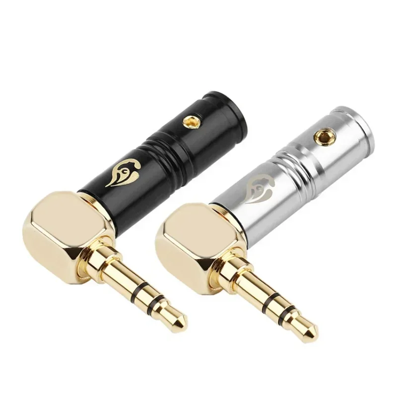 3.5mm Jack Earphone Plug Connectors Right Angle 3 Poles HiFi Headphone 90 Degree Audio Adapter Gold Plated Hardware