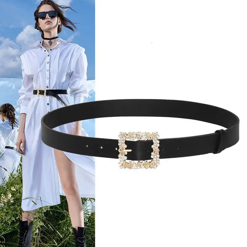 حجر الراين مشبك حزام النمط الغربي مشد للخصر للسترات والسترات المرأة خريف شتاء موضة أحزمة نسائية الاتجاه 2025 #4