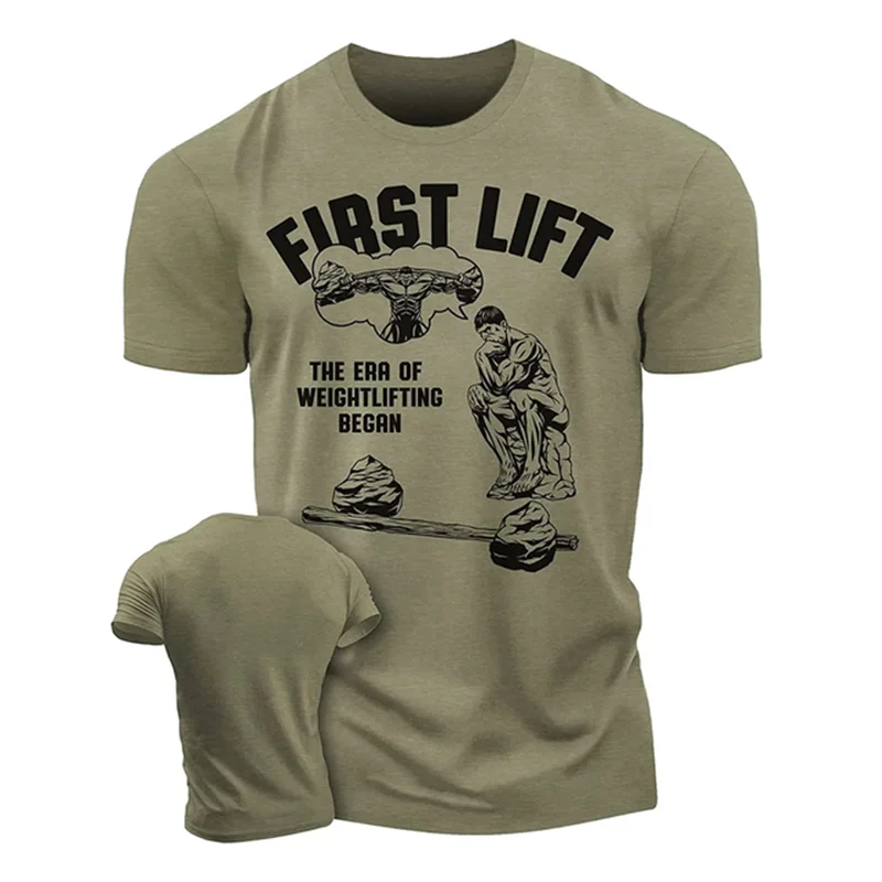 Funny 3D Letter Printing T Shirt For Men Strength Earned Workout Gym Short Sleeves Muscle Tough Guy Oversized Casual O-neck Tops