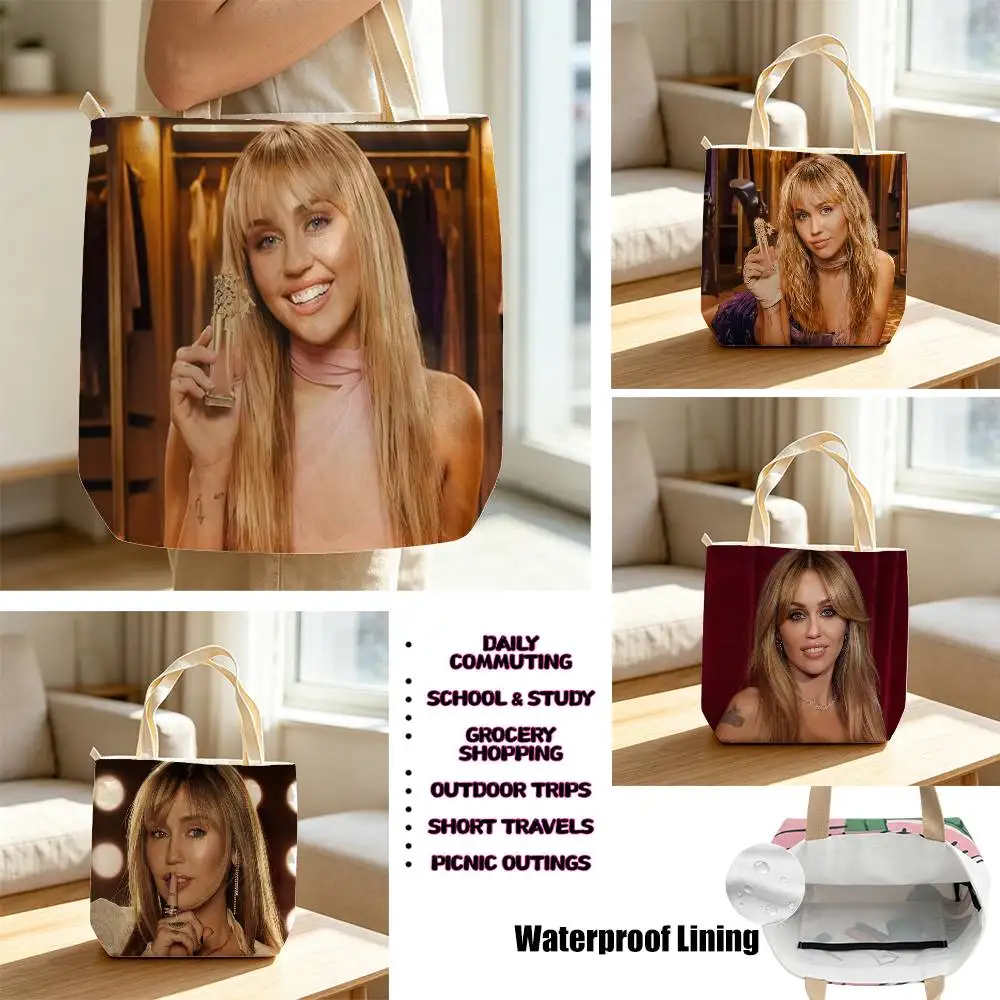 Flowers Singer M-Miley CyruS  Storage Bags Waterproof Canvas bags suitable for going to class, shopping, gifts, and commuting