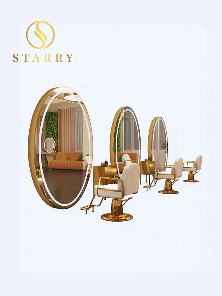 Dostosowane luksusowe lustro ścienne do salonu fryzjerskiego Nowoczesne wielokształtne duże lustro ścienne