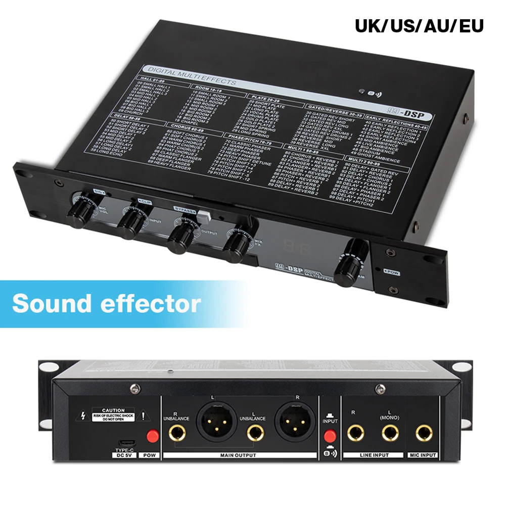 

99 DSP Digital Audio Effector Bluetooth-Compatible Karaoke Mixer Reverberator Stereoscopic Sound Effect