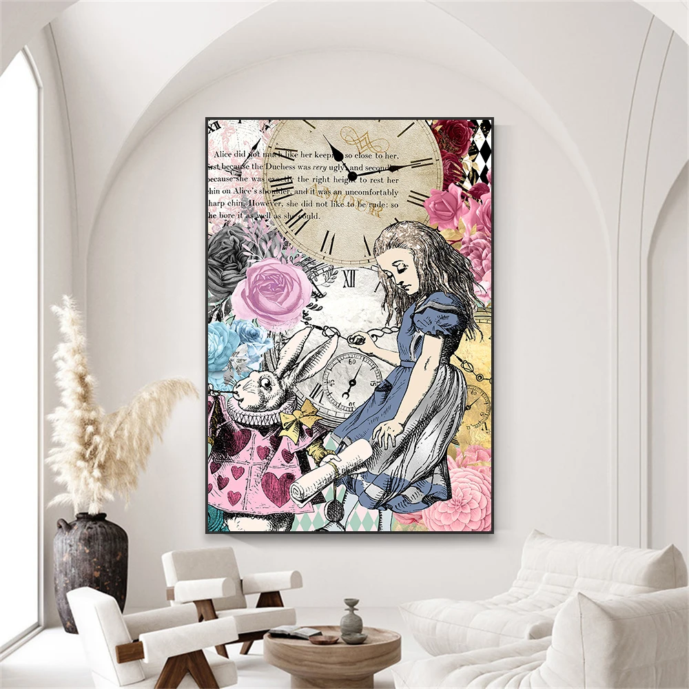 Vintage Wall Art Disneyland Poster Alice In Wonderland Princess Prints Cartoon Classical Film Art Canvas Painting Bedroom Decor