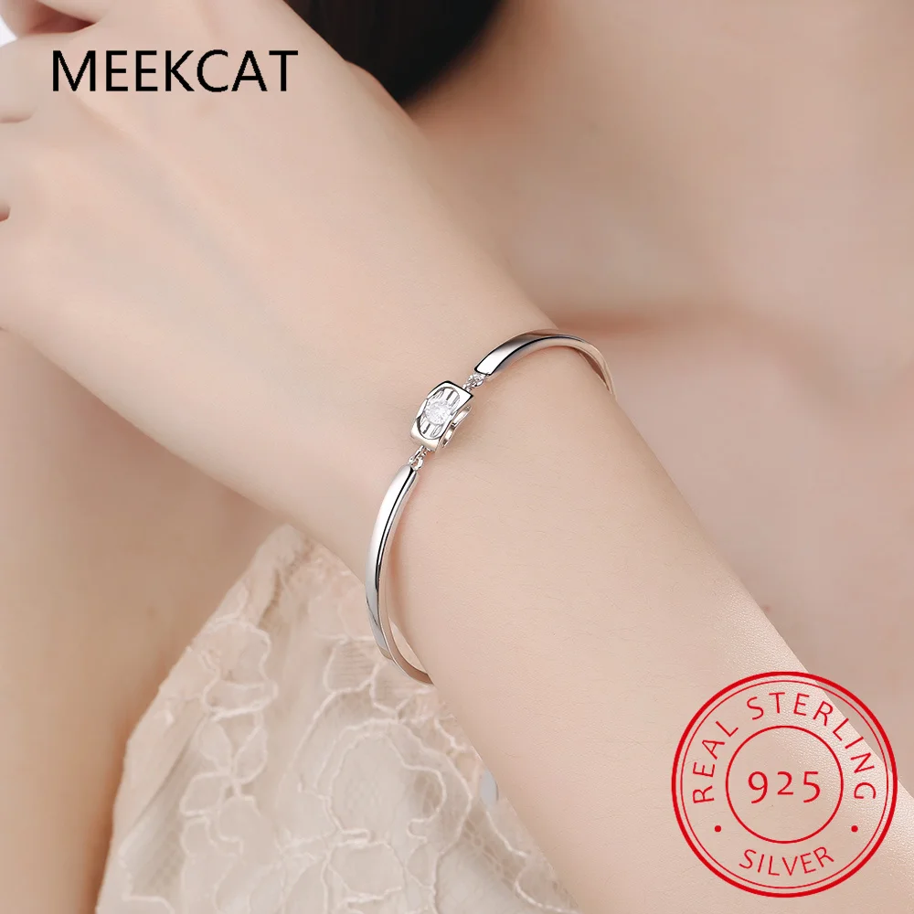 925 Sterling Silver Heart Cut Moissanite Bracelet for Women