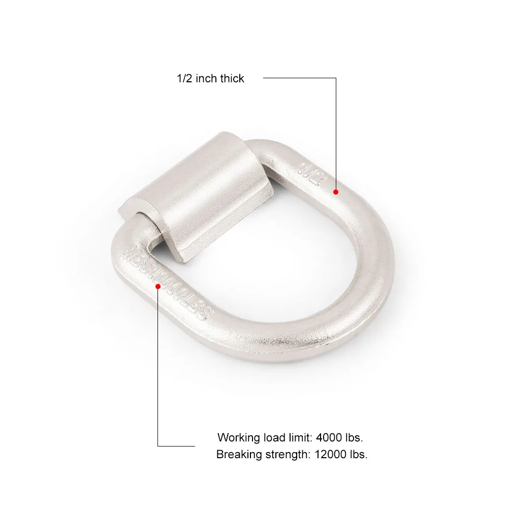Anello a D in ferro forgiato saldato per carichi pesanti da 1/2" Anello di montaggio forgiato da 12000 libbre 1 pezzo per camion a pianale, rimorchio, dock, magazzino, pickup