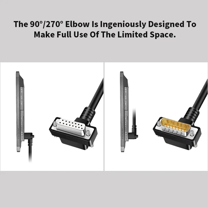15 Pin 26AWG Serial Port Cable with Number Tube Elbow DB15 Plug Connection Wire Dual Shielded Single Male Female Head with Line