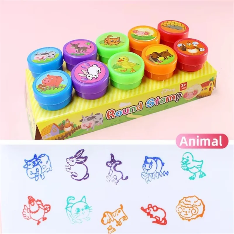 10 pezzi di cartone animato per bambini modello anime sigillo carino creature marine animali terrestri frutta e verdura sigillo regali per la scuola materna