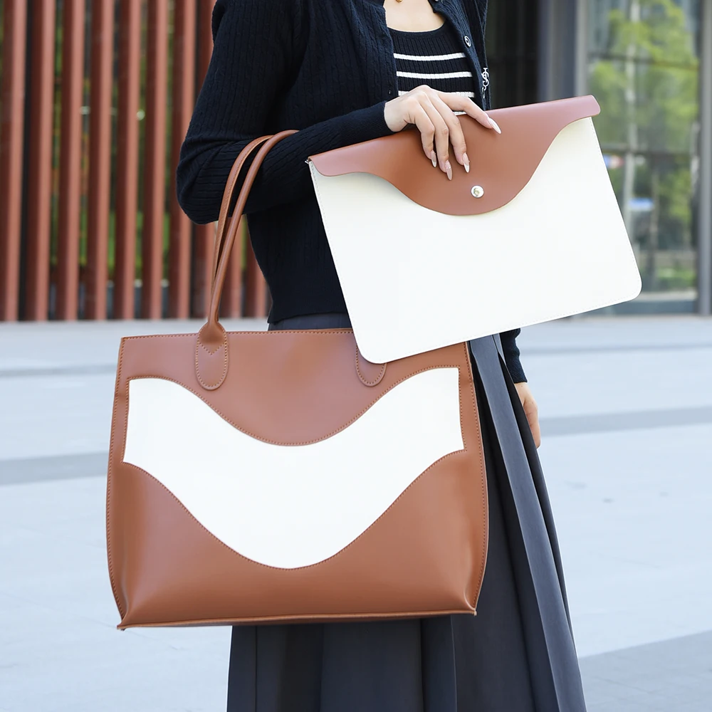 

High-capacity Color Block PU Leather Shoulder Bag for Women Fashion Trend Designer Fashion Handbags Letter Package for Women’s